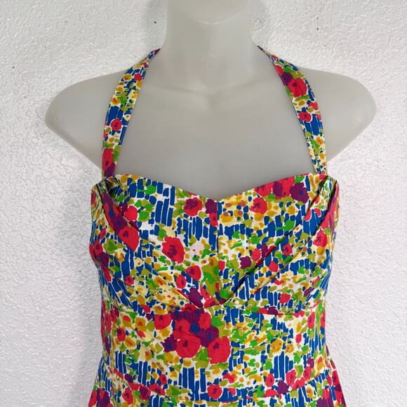 Anthropologie Girls From Savoy Dress Womens 6 Floral Sundress Retro Rockabilly - Picture 4 of 12